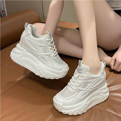 Zapatillas de tacón alto de 10 cm para mujer, gruesas, informales, con plataforma y cuña, de alta moda, transpirables, para verano y otoño.