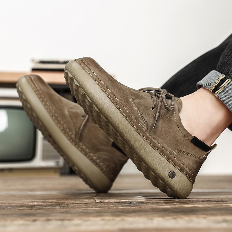 Retro Low-Top Schuhe Herrenschuhe Stil Leder Herbst Neu Lässige Lederschuhe Herren Weiches Leder Weiche Sohlen Herren Schuhe mit großem Zeh