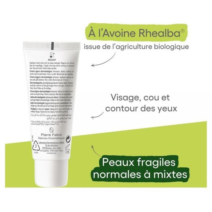 A-Derma Biology Crème Légère Dermatologique Hydratante Bio 40ml