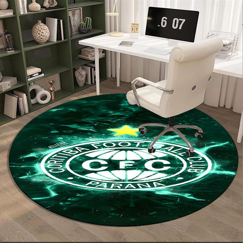 1PC round rug Cori-tiba Football Club Crest Printed Round Area Rug ,Rug For Home Office, Round Chair Rug, Decorative Carpet Fan gifts Christmas gift