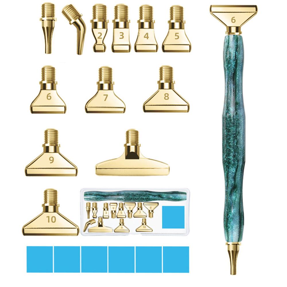 Caneta de Pintura com Diamantes de Resina 5D Fio Cabeças de Caneta de Metal de Reposição Canetas de Broca de Ponta Com Argila Adesiva Artesanato de Arte DIY Pintura com Diamantes