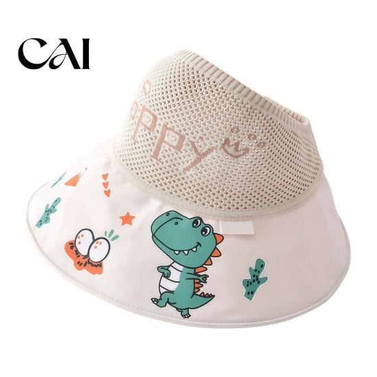 Foldable Quick Dry Hat Mesh Sun Hats for Kids, UV Protection Fishing with Cartoon Dinosaur Prints, Wide Breathable Infant Cap Brim Bucket Hat,