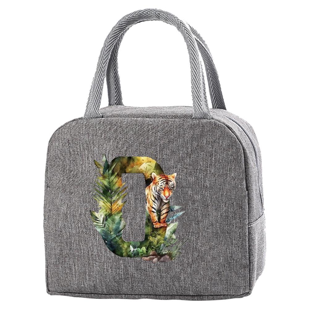 Portable Food Insulation for Traveling Jungle Tiger Letter Printing Box Picnic Waterproof Oxford Zipper Insulation Lunch Bag