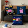 cute Rainbow Alien Nyan Cat    Various Sizes Square Pillow Case For Car Home Bedchamber Decor