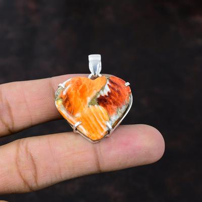 Ciondolo turchese in rame ostrica spinosa Ciondolo in argento sterling 925 Ciondolo con pietra preziosa Gioielli fatti a mano Ciondolo cuore Anniversario per ciondolo donna regalo