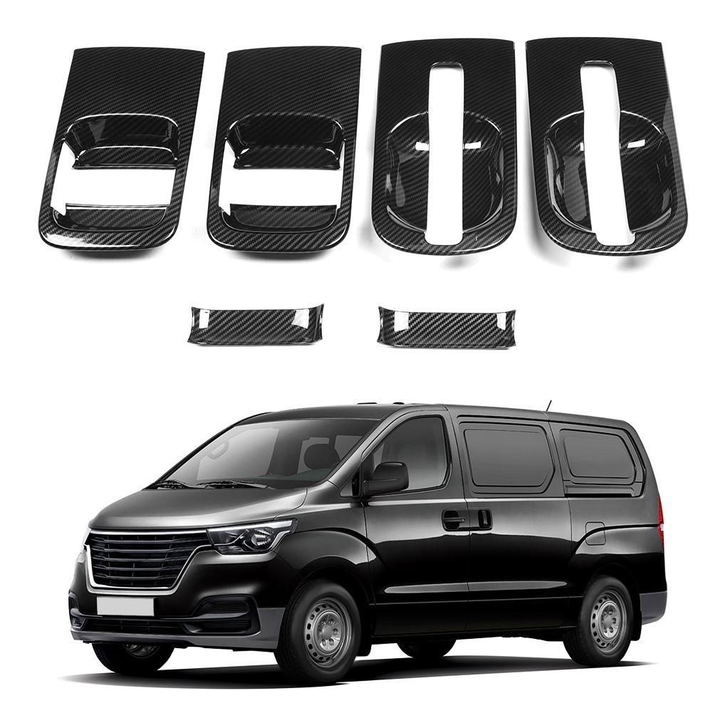 6pcs Carbon Fiber Style Door Handle Bowls Fits for Hyundai Grand Starex H1 2019