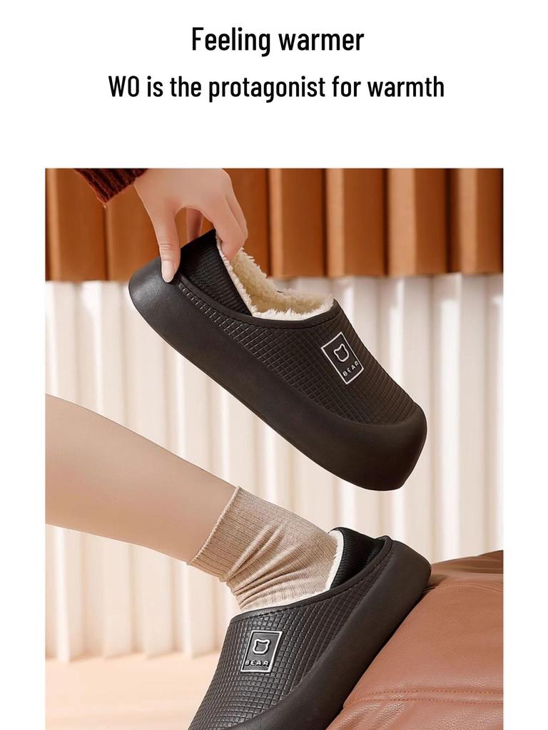 Winter Waterproof Indoor/Outdoor Thick-Soled Slippers with Velvet Lining for Men & Women