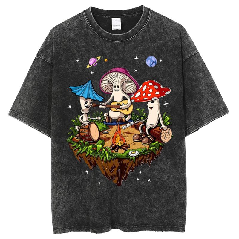 

Женская футболка с красочным принтом грибов, в стиле сказочного фильма, летняя, нейтральной стирки, хлопковая, свободного кроя, с коротким рукавом, милая S