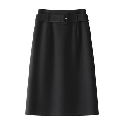 Women's Black Wool Blend High-Waist Slimming Bodycon Skirt - Autumn/Winter 2025