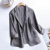 Chic Linen Blend Lady Summer Thin Brathable Elegant Casual Lady Suit Korean Fashion Luxury Jacket Female Suit Coat