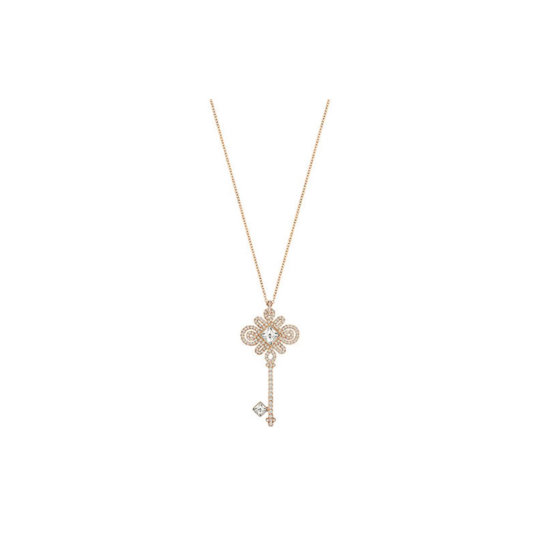 Swarovski Mode Traditioneller Glücksknoten Schlüsselschloss Halskette Damen Halskette 5194405 Rose Gold,F white