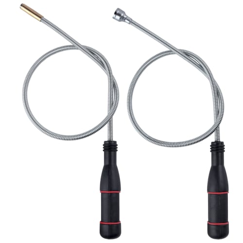 LEONTOOL Magnetic Pickup Tool, Set of 2, Large and Small, Flexible, 360 Rotating, Bendable, Powerful Magnet Rod, 0.5kg Suction Force, for Picking Scr