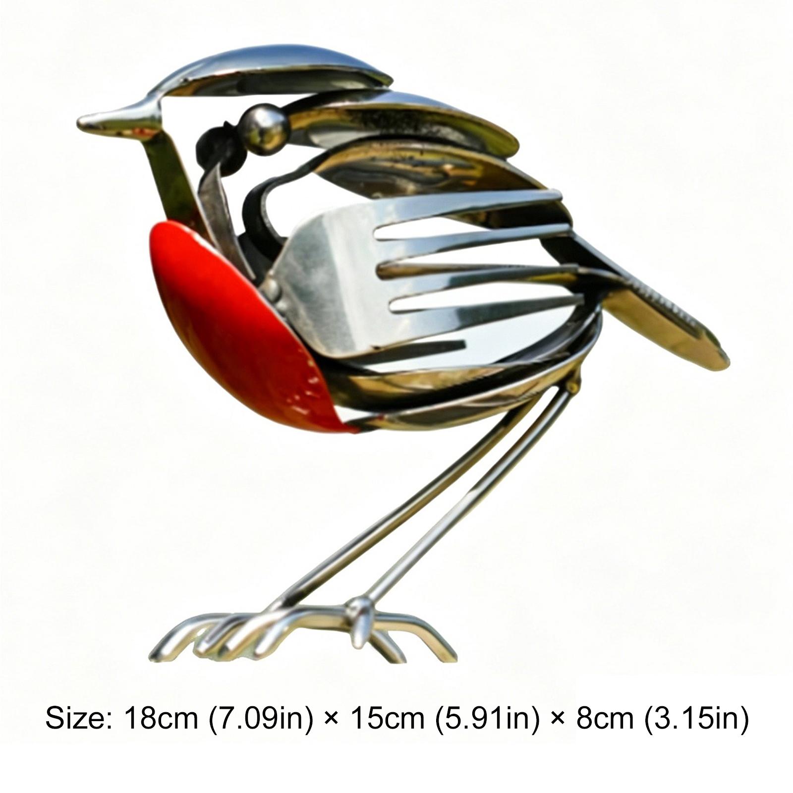Metal Bird Sculpture Unique Gift for Bird Lovers Robin Bird Statue Rustic Red Chest Robin Figurine for Outdoor Garden Yard Decor