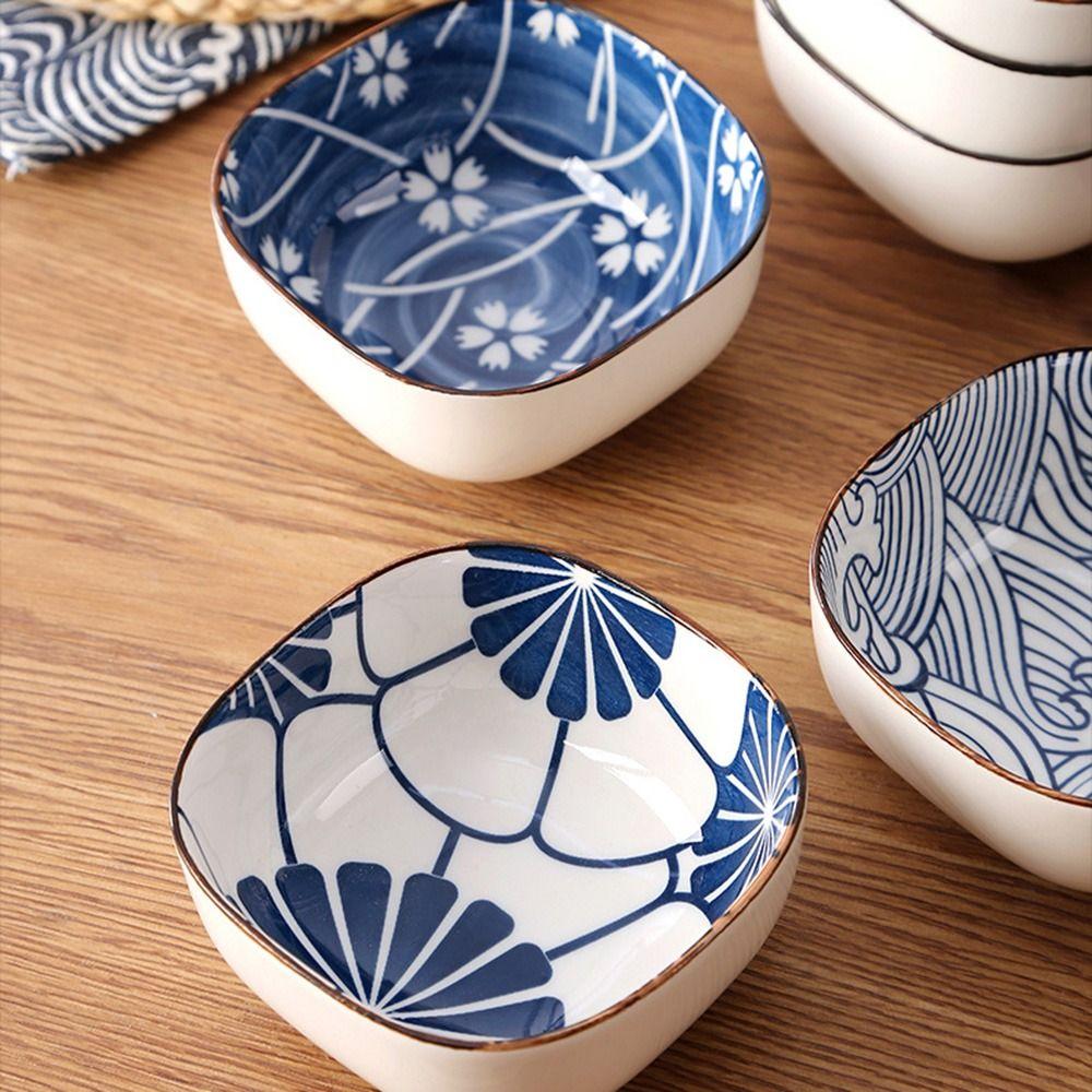 2/6Pcs Japanese Style Soy Sauce Dish Ceramic Small Serving Bowls Handmade Dipping Bowls  BBQ Party