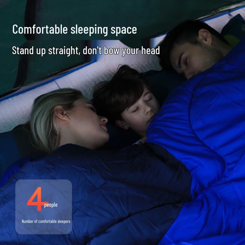 Quick-Open 3-4 Person Portable Camping Tent with Sunshade - Fully Automatic and No Assembly Required