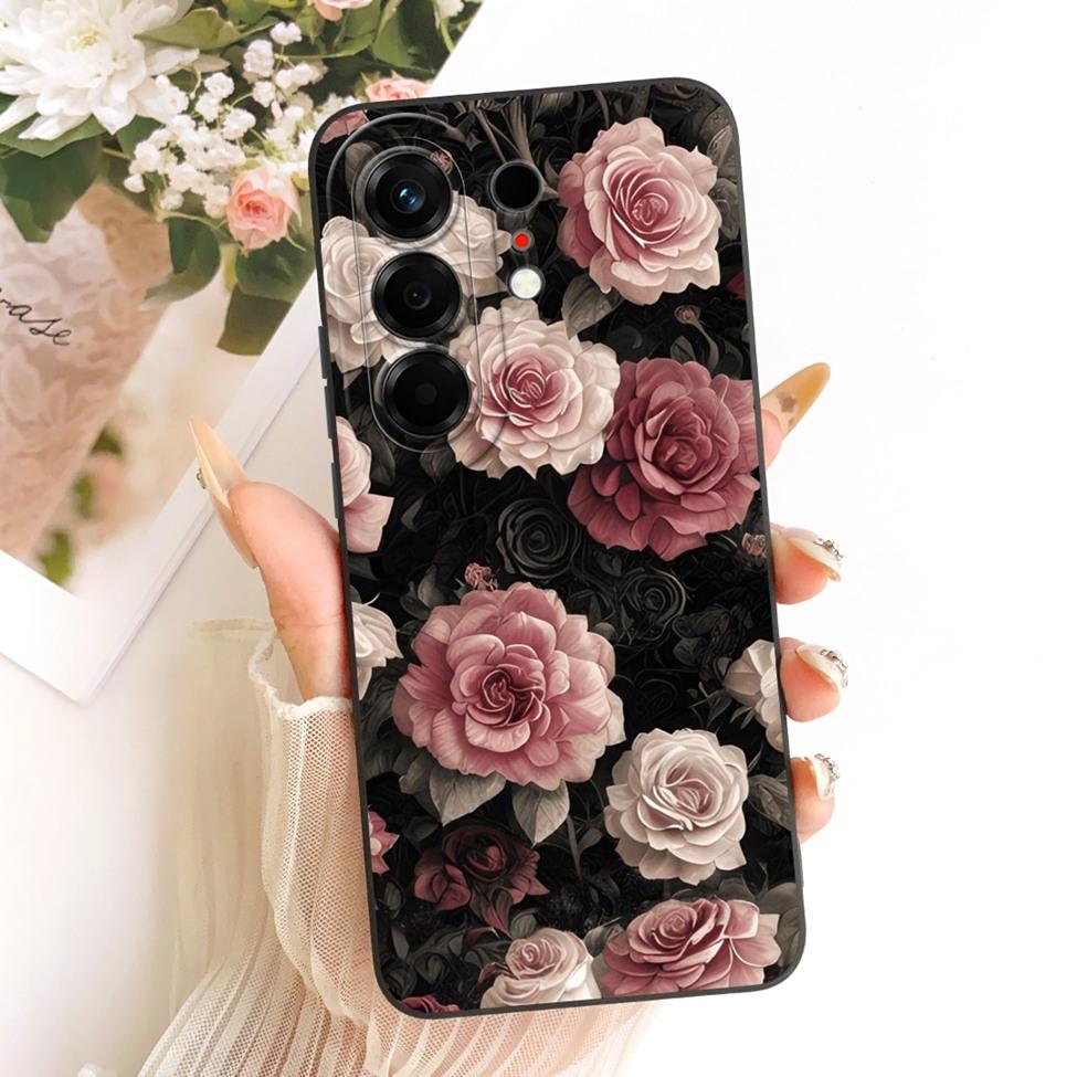 Hülle Für Tecno Camon 50 4G Cover CN5 Luxus Mode Blumen Kawaii Niedlich Bemalt Stoßfest Silikonhülle Für Techno Camon 50 4G