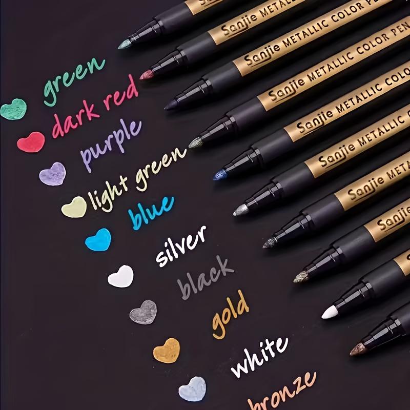 1 Набор из 10 Металлических Цветных Маркеров | Средний Наконечник, Совместимы с Пластиковыми Поверхностями, Смешиваемые Чернила, Идеальны для Рисования, Поделок из Камней, Изготовления Открыток