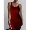 VEZFAA Women's Fashion Summer Spring Solid Color Print Sleeveless Suspenders High Waist Casual Dresses