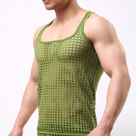 Men Underwear Stretchy Mesh Male Japan Style Pure Color Undershirt for Bathroom