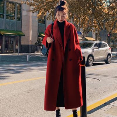 Casual Street Lady Outwears Autumn Winter Woolen Coat Vintage Female Long Korean Fashion Long Jackets