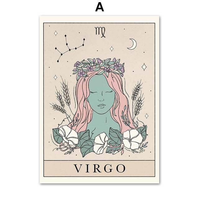 

Зодиакальные созвездия, астрология, настенная живопись на холсте, плакаты на скандинавскую тему и принты, настенные панно в стиле ретро для декора гостиной 21cm×30cm NoFrame