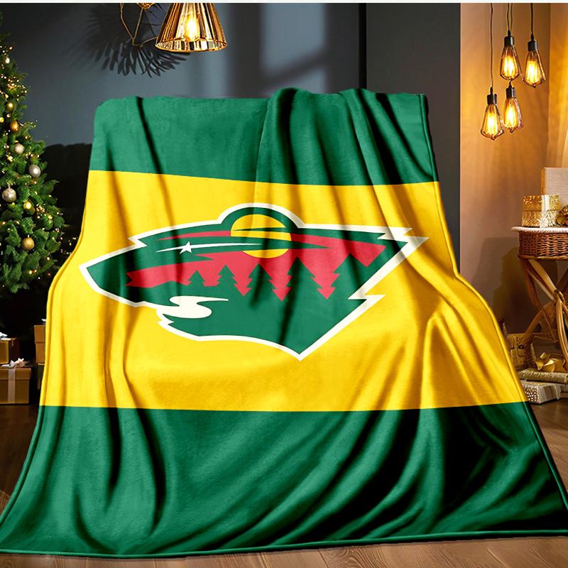 Minnesota Hockey Team Blanket Flannel Throw for Sofa, Indoor, Camping, Living Room, Office, Chair, And Bed Soft Birthday Gift