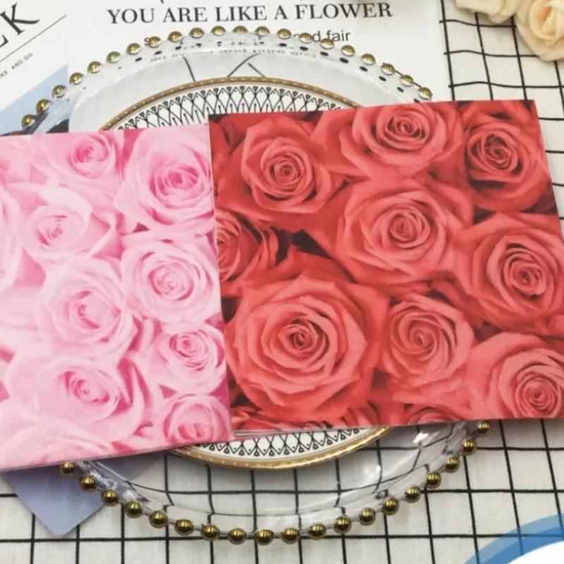 20pcs/Pac 33*33cm 2-Ply Disposable Party Napkin Floral Pattern