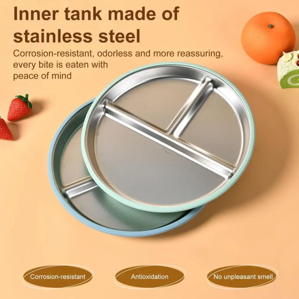 Silicone Shell Suction Cup Kids Plates 304 Stainless Steel Kids Feeding Bowls  For Toddlers
