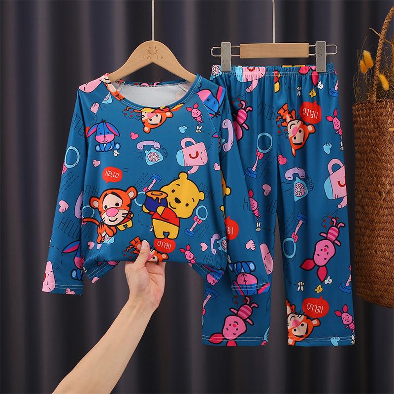 Kids Pajamas Boys Girls Cartoon Print Comfortable Air Conditioner Loungewear Set
