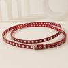 Extra Long Thin PU Leather Waist Belt Gothic Rivet Eyelet Knotted Belt  Vintage
