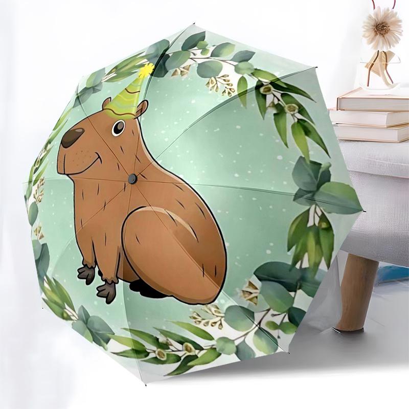 Capybara Themed Travel Umbrella-8 Ribs Automatic Opening and Closing, Portable Folding Design, Compact and Stylish Umbrella Suitable for Out