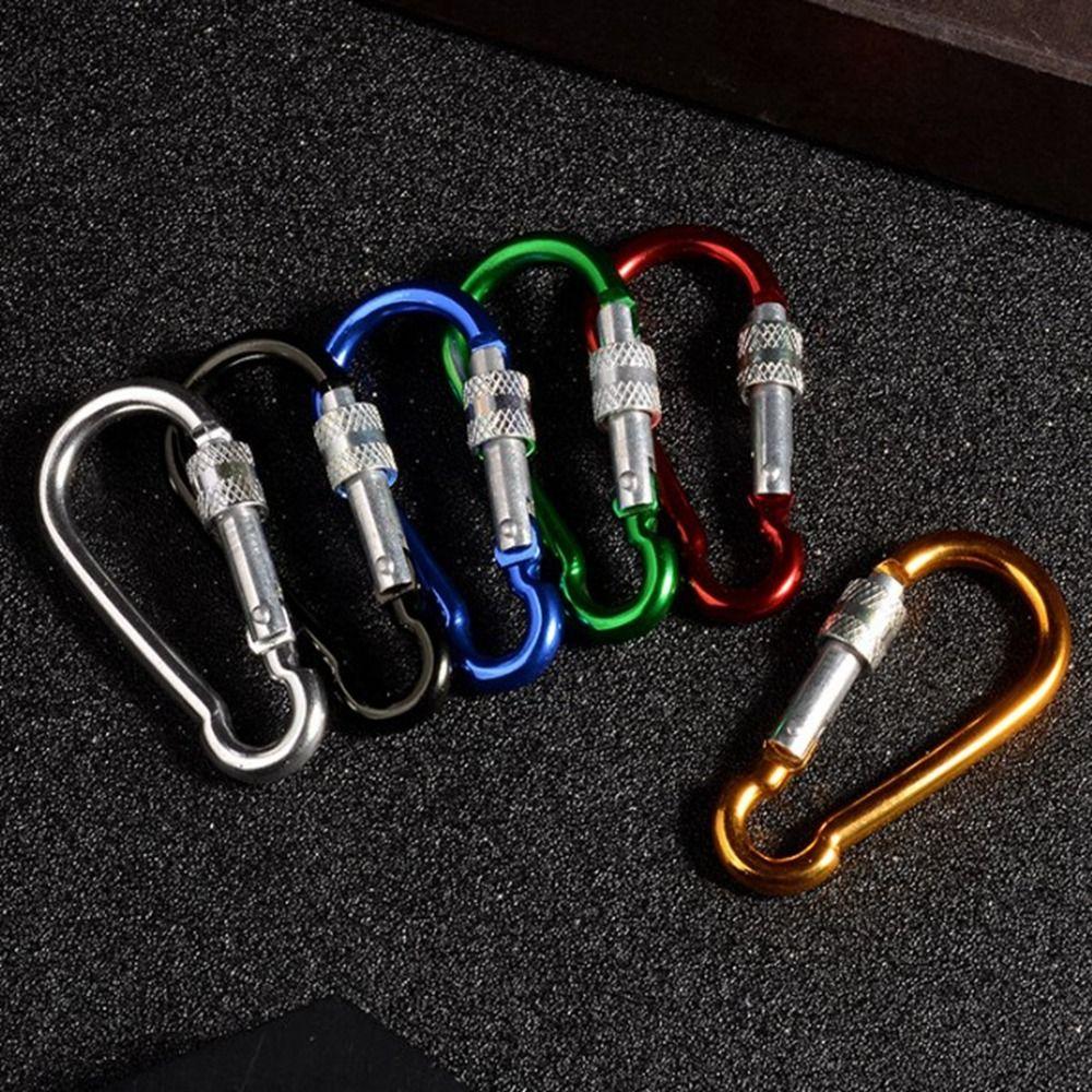 

10pcs Aluminium Alloy Safety Buckle Keychain Multi Colors with Lock Outdoor Tool