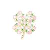 Niche copper inlaid stone pink white zircon four-leaf clover brooch temperament versatile high sense lucky grass pin accessories women's