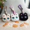 New Squeaky Blue-eyed Cat Keychain Doll Cute Black Leather Cat Bag Pendant Personalized Doll