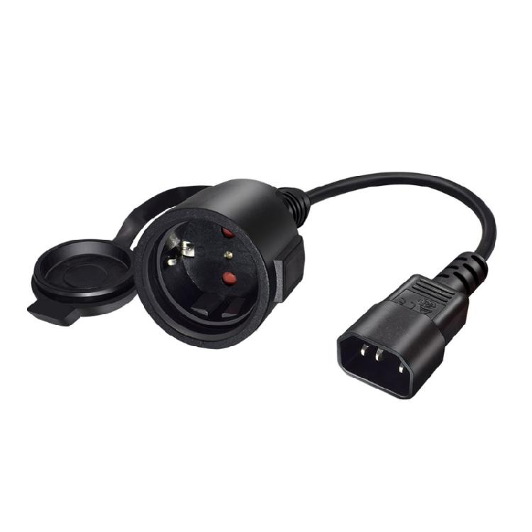 Black IEC320-C14 to EU4.8mm Adapter Cable Cord with Dustproof Cover Protectors