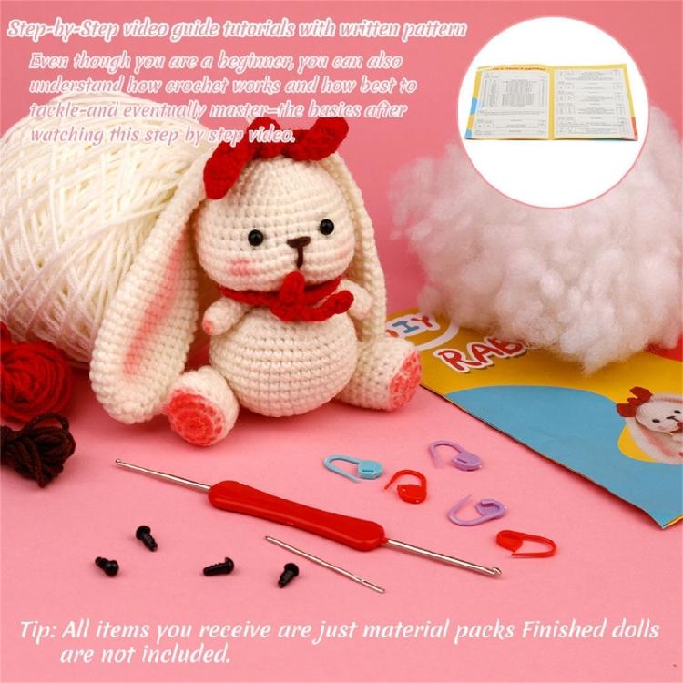 Crochet Rabbit Kits, Knitting Kits with Yarn, Crochet Hooks, Instructions