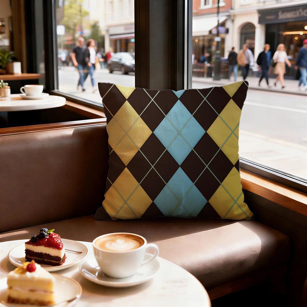 Argyle Cushion Cover Set of  Decorative Short Plush Pillow Covers for Sofa Soft  Cushion Case X Cm