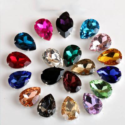 Wassertropfen zum Aufnähen, DIY-Strass, 20 Stück, Applikationen, Bekleidungszubehör, Glas, 10 x 14 mm, handgefertigt