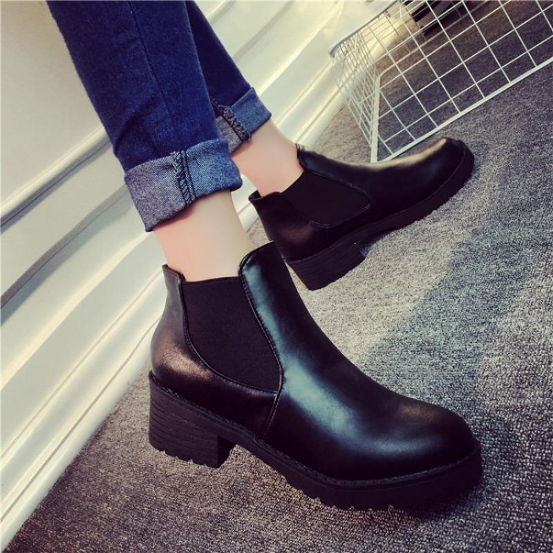 

Women s Short Boots, Women s New Versatile British Style High-top Shoes, Thick-soled Martin Boots, Thick-heeled Boots 40 чорний