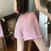 Vertical Striped Drawstring Letter Embroidered Wide-leg Shorts for Women's Summer New Loose Casual Pants Straight Slimming Pants