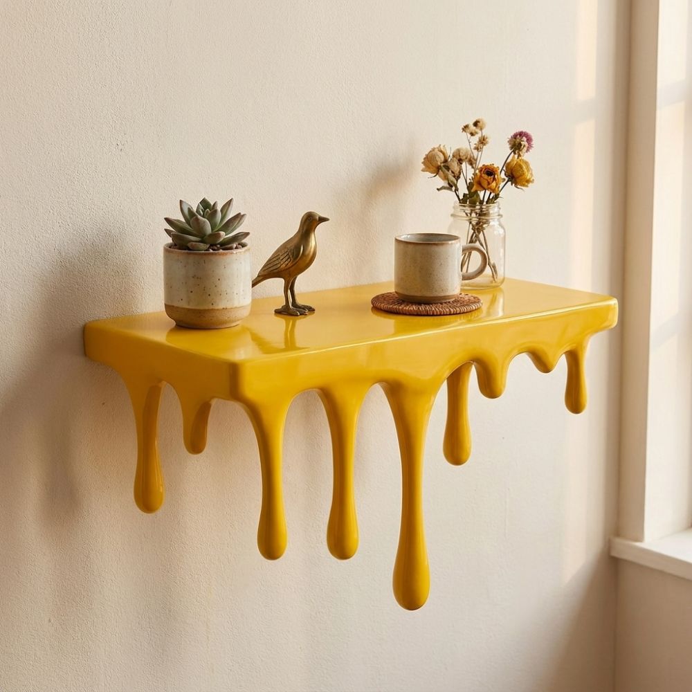 3D Printed Drip Floating Shelf Stable Irregular Wall-Mounted Display Stand Plastic Artistic Melting Wall Shelf Bedroom