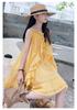 Girls' Ruffle Strappy Midi Dress - 2026 Summer Beach Style for Older Children