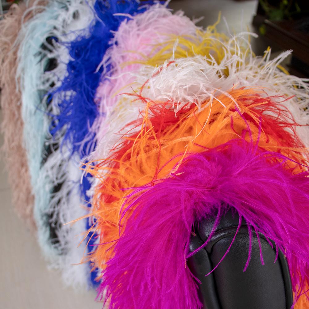 50G 2M Natural Pink Dyed Ostrich Feathers Boa Plumas for Shawl Scarf Ribbon Wedding Party Stage Sewing Dress Decoration Crafts