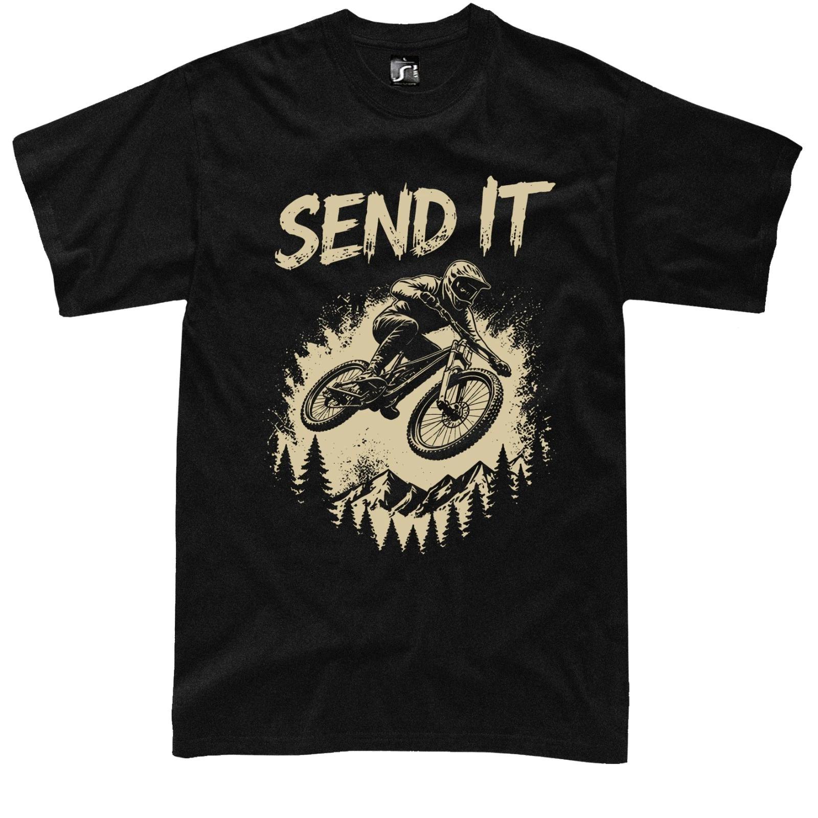 MTB Send It T-Shirt Mountain Bike Downhill Cycling Rider Unisex Men Graphic Tee XS