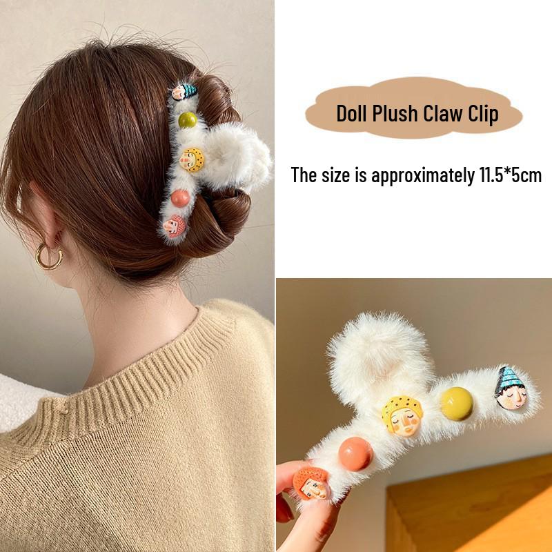 Korean Style Plush Bow Hair Clip with Tassel - Autumn/Winter Women's Hair Accessory