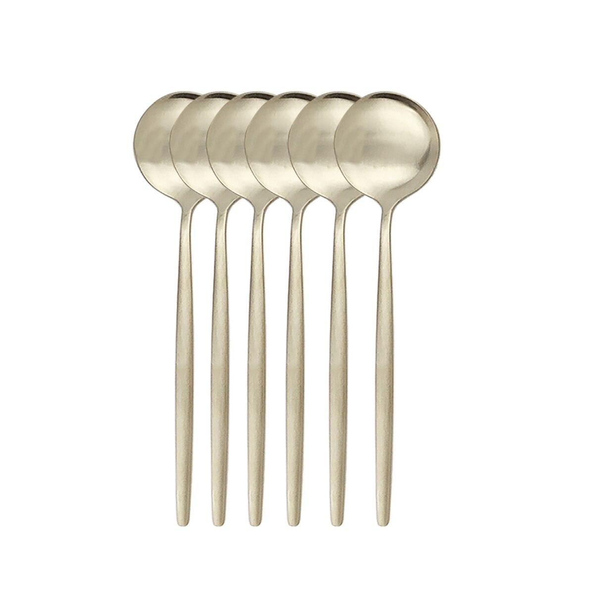 

6 шт./компл., золотой набор ложек, набор столовых приборов из нержавеющей стали, обеденный набор, кофейная чайная ложка, посуда, домашний кухонный набор столового серебра 6pcs шампанского