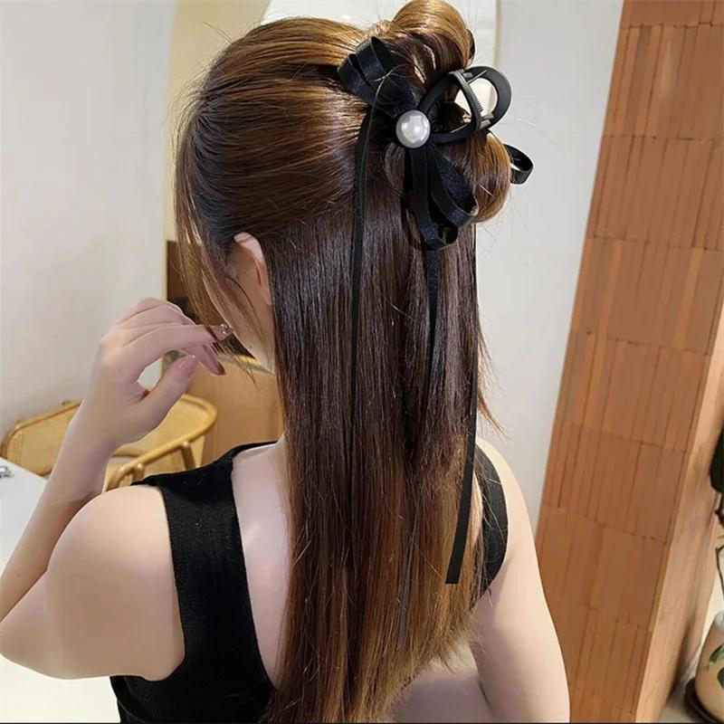 Fairy Bowknot Hair Clips Ribbon Women Ballet Art Streamer Clamp Hairpin Bow Shark Cawl Clips Girls Hair Accessories Jewelry