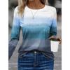 Oberteile für Damen Geometrisches Muster Print Rundhals Langarm T-Shirt Herbst Lässig Schlanker Pullover Damen Langarm Oberteil