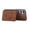 For Samsung Galaxy S25+/S24+ Case Card Holder Kickstand Leather + TPU Phone Cover with Ring Holder