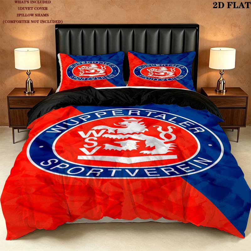 Wuppertaler Sv Bettwäsche Steppdecke Set Bettbezug Kissenbezug Heimdekoration Geburtstagsgeschenk (1 Bettbezug + 2 Kissenbezüge, ohne Füllung)